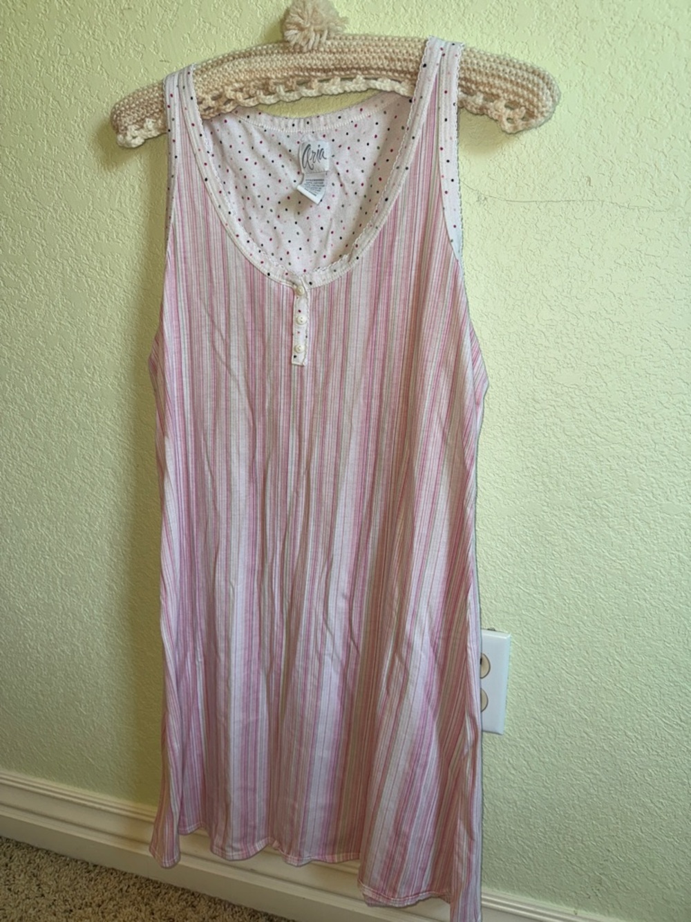 Aria Pink/Green/White Striped Cotton Nightdress